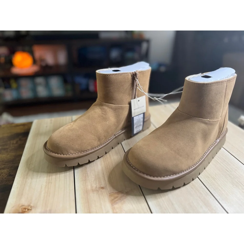 Women's May Suede Booties with Memory Foam Insole - Universal Thread™ Tan 7